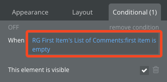 First item is empty condition in Bubble app