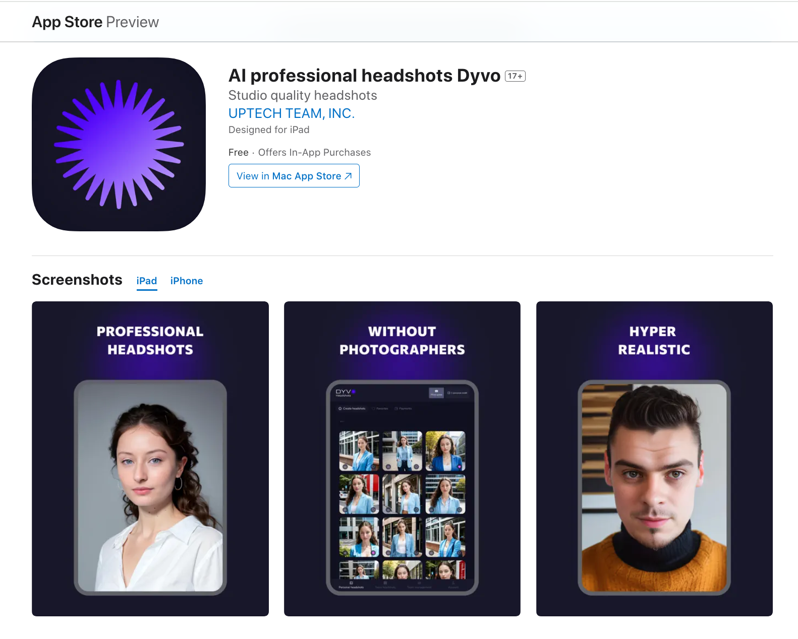 PWA on iOS - Dyvo headshots app example
