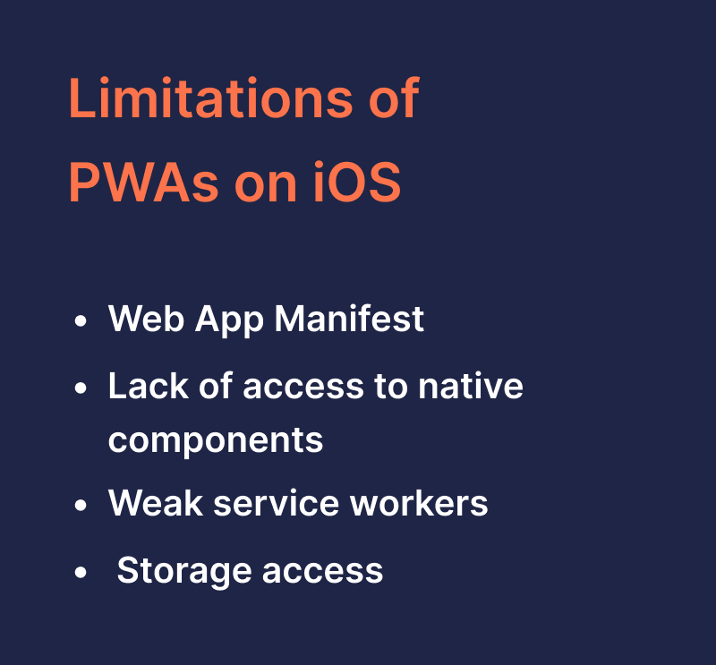 limitations of PWA on iOS