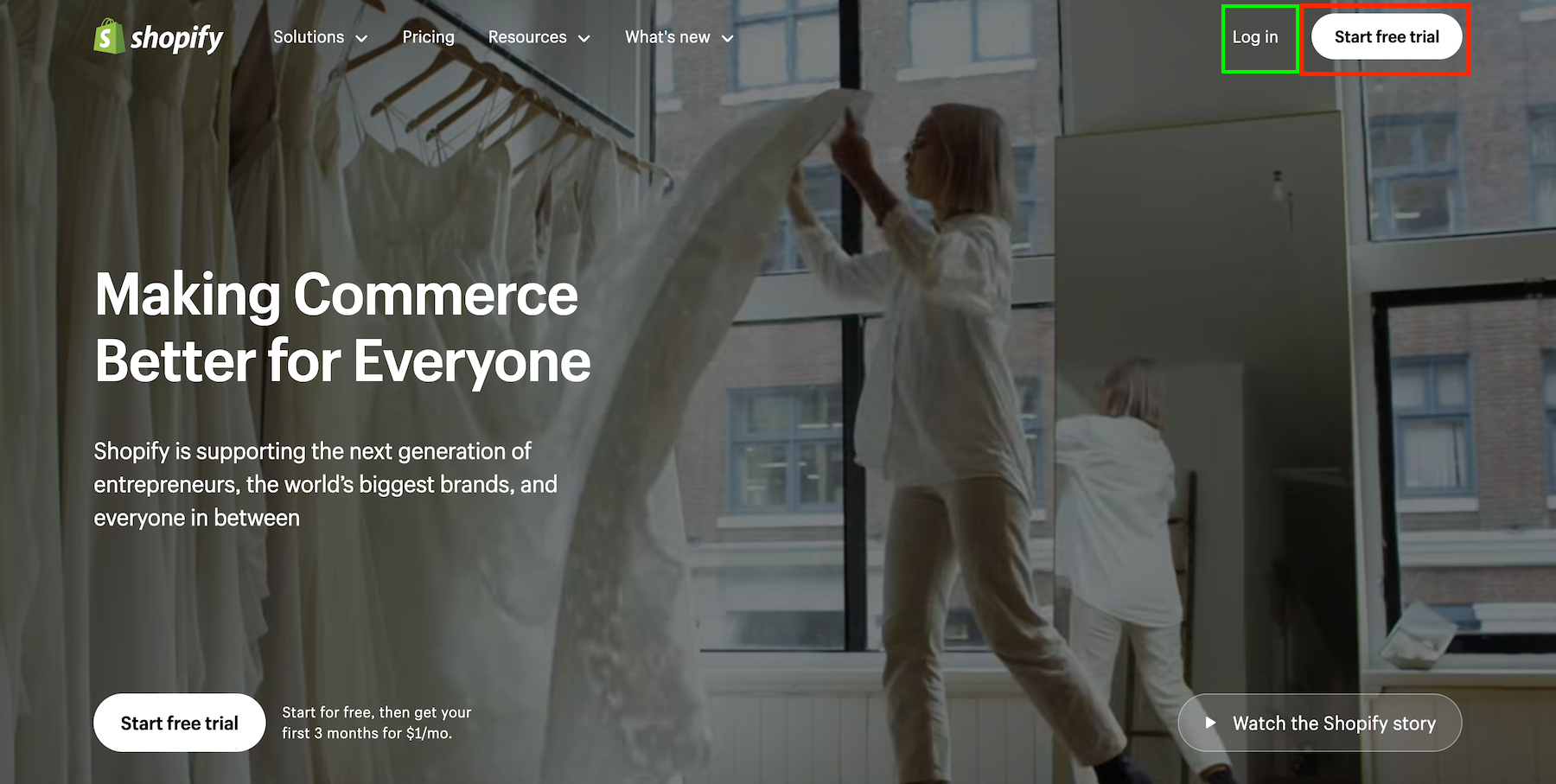 shopify log in button