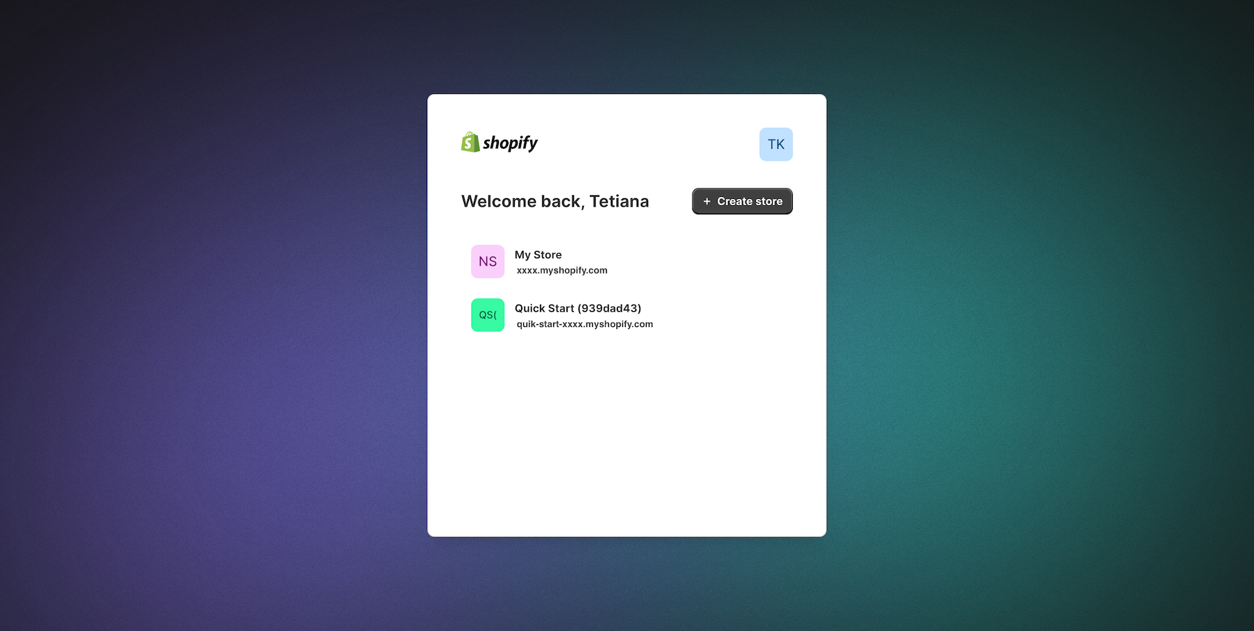 shopify store log in 