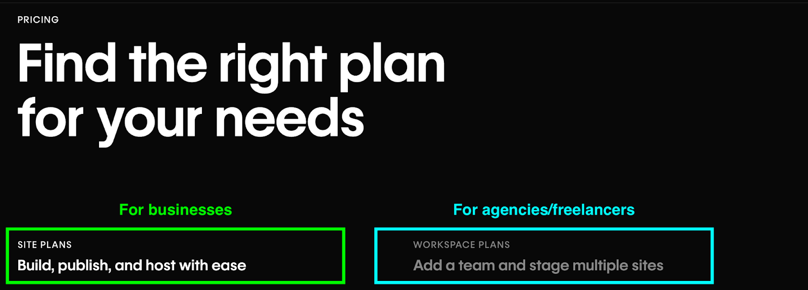 webflow pricing for business and developers