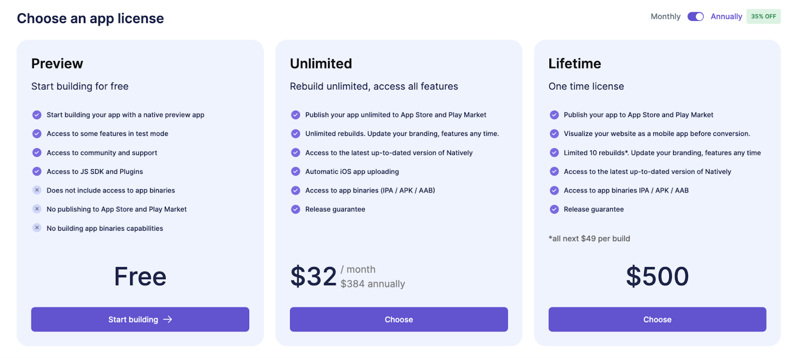 webflow mobile apps pricing