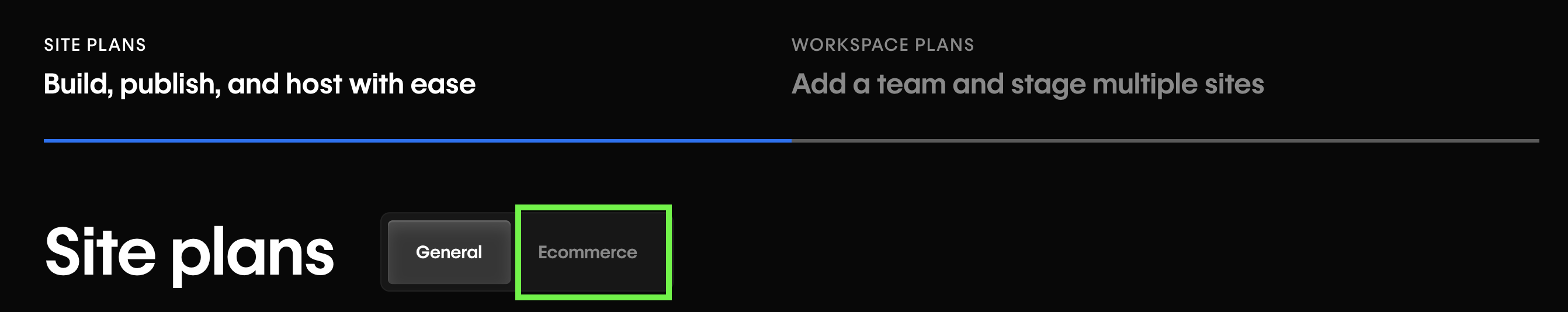 Webflow pricing - Site plans - Ecommerce